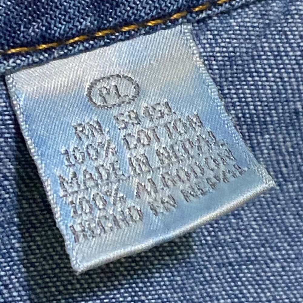 Jane Ashley‎ Petite Denim Jumper Maxi Dress PL Embroidered Y2K Faux Wrap Modest - Picture 5 of 6